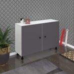 Kenzlife Ayakkabılık Merkub4 Gribyz 68*100*32 Kapaklı 4 Raflı 20 Çift Ayakkabı Kapasitesi - Beyaz