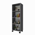 Kenzlife Beril 128x040x020 cm Gri Tekerlekli Kitaplık