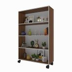 Kenzlife Beril 128x090x020 cm Ceviz Tekerlekli Kitaplık
