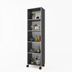 Kenzlife Beril 188x030x020 cm Gri Tekerlekli Kitaplık