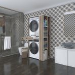 Kenzlife Çamaşır-Kurutma Makinesi Dolabı Bacce Sağ Crd 187*090*60 Çekmeceli Banyo - Beyaz