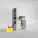Kenzlife Çamaşır-Kurutma Makinesi Dolabı Biruni Byz 187*110*60 Çekmeceli Raflı + Tekli Duvar Rafı Hediye - Beyaz