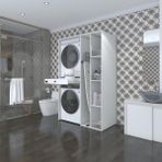 Kenzlife Çamaşır-Kurutma Makinesi Dolabı Gutas Sağ Byz 187*120*60 Çekmeceli Banyo - Beyaz