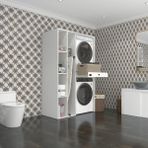 Kenzlife Çamaşır-Kurutma Makinesi Dolabı Gutas Sol Byz 187*120*60 Çekmeceli Banyo - Beyaz