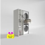 Kenzlife çamaşır-kurutma makinesi dolabı gutas sol byz 187*120*60 çekmeceli + tekli duvar rafı hediye