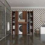 Kenzlife Çamaşır-Kurutma Makinesi Dolabı Nazzam Cvz 187*170*60 Çekmeceli Raflı Banyo - Beyaz