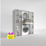 Kenzlife çamaşır-kurutma makinesi dolabı sadra byz 187*170*60 çekmeceli raflı + tekli duvar rafı hediye