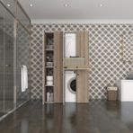 Kenzlife Çamaşır-Kurutma Makinesi Dolabı Şahrur Sol Crd 187*120*60 Çekmeceli Banyo - Beyaz