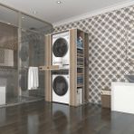Kenzlife Çamaşır-Kurutma Makinesi Dolabı Umare Crd 187*110*60 Çekmeceli Raflı Banyo - Beyaz