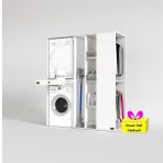 Kenzlife çamaşır-kurutma makinesi dolabı ve giysi dolabı çekmeceli attar sağ byz 187*160*60 + tekli duvar rafı hediye
