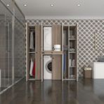 Kenzlife çamaşır-kurutma makinesi dolabı ve giysi dolabı çekmeceli ebuzer sağ raf crd 187*160*60 banyo - Beyaz