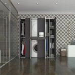 Kenzlife Camasir-Kurutma Makinesi Dolabi Ve Giysi Dolabi Cekmeceli Ebuzer Sag Raf Gri 187*170*120 Banyo