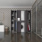 Kenzlife çamaşır-kurutma makinesi dolabı ve giysi dolabı çekmeceli ebuzer sol raf gri 187*160*60 banyo - Beyaz
