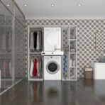 Kenzlife Çamaşır-Kurutma Makinesi Dolabı ve Giysi Dolabı Çekmeceli Hattab Sağ Raf Byz 187*160*60 Banyo - Beyaz