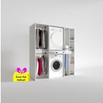 Kenzlife çamaşır-kurutma makinesi dolabı ve giysi dolabı çekmeceli hattab sağ raf byz 187*160*60 + tekli duvar rafı hed