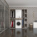 Kenzlife Çamaşır-Kurutma Makinesi Dolabı ve Giysi Dolabı Çekmeceli Hattab Sağ Raf Crd 187*160*60 Banyo - Beyaz