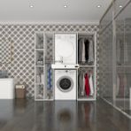 Kenzlife Çamaşır-Kurutma Makinesi Dolabı ve Giysi Dolabı Çekmeceli Hattab Sol Raf Byz 187*160*60 Banyo - Beyaz