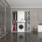 Kenzlife çamaşır-kurutma makinesi dolabı ve giysi dolabı çekmeceli hattabmdf sağ raf byz 187*160*60 % 100 FULL MDF