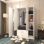 Kenzlife Deligül 4 Kapılı 2 Çekmeceli Beyaz 180x160x52 CM Gardrop