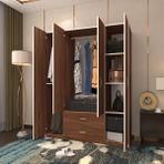 Kenzlife Deligül 4 kapılı 2 Çekmeceli Ceviz 180x160x52 CM Gardrop