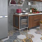 Kenzlife Esena Mono3 Cvz 89-81x60x56 Fırın Ocak Dolabı Ayarlı Ayaklı Üstü Kapalı Ceviz Ankastre Modülü Kabini