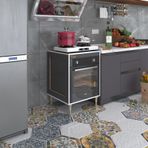 Kenzlife Esena Mono3 Gri 89-81x60x56 Fırın Ocak Dolabı Ayarlı Ayaklı Üstü Kapalı Gri Ankastre Modülü Kabini