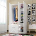 Kenzlife Fesleğen 3 Kapılı 2 Çekmeceli 180x120x52 CM Beyaz Gardrop