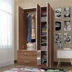 Kenzlife Fesleğen Ceviz 3 Kapılı 2 Çekmeceli Fesleğen 180x120x52 CM Gardrop