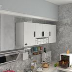 Kenzlife Floro 60x150x22 cm Kapaklı Raflı Beyaz Hazır Mutfak