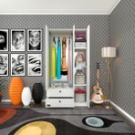 Kenzlife gardırop 3 kapılı kapaklı 2 çekmeceli manolya byz 173*90*42 gardolap dolap ofis - Beyaz