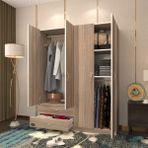 Kenzlife gardırop 4 kapaklı kapılı 2 çekmeceli orkide crd 180*120*42 gardolap dolap - Beyaz - Kahverengi