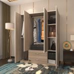 Kenzlife gardırop 4 kapılı 2 çekmeceli deligül 180*160*52 crd XLARGE kapaklı gardolap dolap - Kahverengi