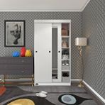 Kenzlife gardırop sürgülü kapaklı kapılı 100 papatya byz aynalı gardolap dolap - Beyaz