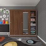 Kenzlife Gardırop Sürgülü Kapaklı Kapılı 180 Papatya Cvz Aynalı Gardolap Dolap Beyaz
