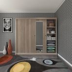 Kenzlife Gardırop Sürgülü Kapaklı Kapılı 200 Papatya Crd Aynalı Gardolap Dolap Teşhir