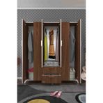 Kenzlife Glayör 168x150x42 cm Gri Ayaklı 6 Kapaklı Kapılı 2 Çekmeceli Gardrop