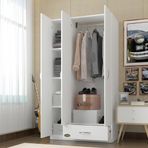 Kenzlife Hanımeli 180x120x52 CM 3 Kapılı 1 Çekmeceli Beyaz Gardrop