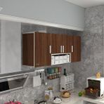 Kenzlife Hazır Mutfak Floro22 Cvz 060*150*22 Mutfak Banyo Dolabı Kapaklı Raflı Ceviz