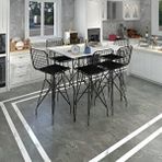 Kenzlife Hem105Zengin 130x90 cm Beyaz Siyah Masa ve 6 Adet Siyah Sandalye Takımı