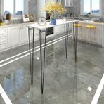 Kenzlife HEM105ZENGIN 140x40 cm Beyaz Siyah Masa ve 3 Adet Siyah Sandalye Takımı