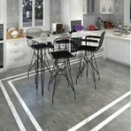 Kenzlife Hem105Zengin 140x40 cm Beyaz Siyah Masa ve 4 Adet Siyah Kolçaklı Sandalye Takımı