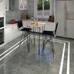 Kenzlife Hem105Zengin 70x70 cm Beyaz Siyah Masa ve 2 Adet Sırt Minderli Siyah Sandalye Takımı