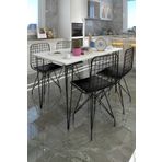 Kenzlife HEM75MAZLUM 100x70 cm Beyaz Siyah Masa ve 4 Adet Siyah Sandalye Takımı