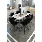 Kenzlife Hem75Mazlum 130x70 CM Siyah Beyaz Masa ve Kolçaklı Sırt Minderli Sandalye Takımı