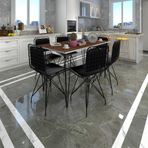 Kenzlife Hem75Mazlum 130x70 cm Siyah Ceviz Masa ve Sırt Minderli Sandalye Takımı