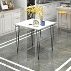 Kenzlife Hem75Mazlum 60x60 cm Siyah Beyaz Masa ve Sırt Minderli Sandalye Takımı