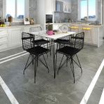 Kenzlife Hem75Mazlum 80x80 cm Siyah Beyaz Masa ve Kolçaklı Sandalye Takımı