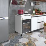 Kenzlife Kalimera Byz 85x60x56 Fırın Ocak Dolabı Ayarlı Ayaklı Üstü Kapalı Beyaz Ankastre Modülü Kabini