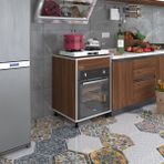 Kenzlife Kalimera Cvz 85x60x56 Fırın Ocak Dolabı Ayarlı Ayaklı Üstü Kapalı Ceviz Ankastre Modülü Kabini
