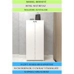 Kenzlife Kapaklı Ayakkabılık Bosnevi Mat Beyaz Sunta 140*040*30 Onsekiz Çift Ayakkabı Kapasitesi Arkalıksız